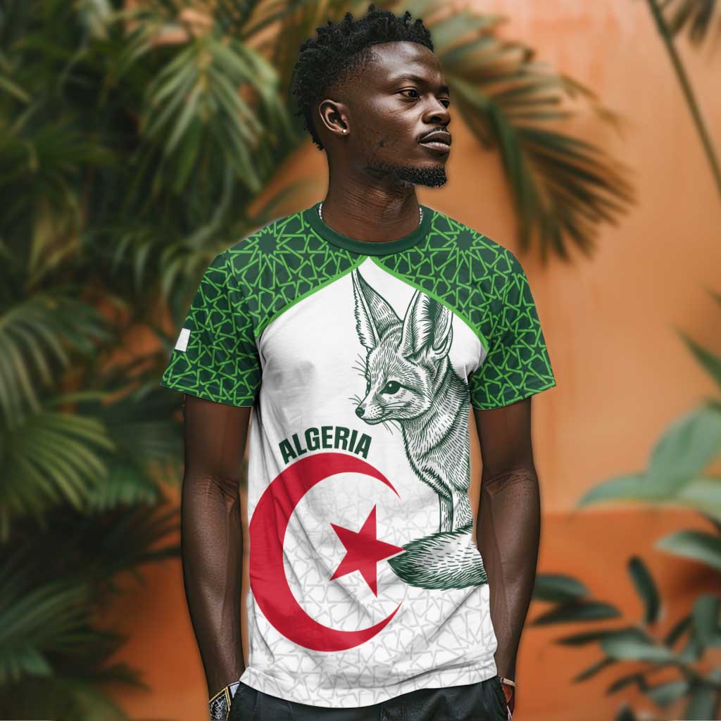 Custom Algeria Football T shirt 2026 Go Greens Fennec With Islamic Pattern LT14