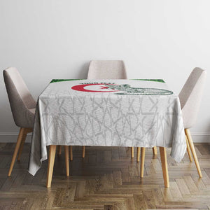 Custom Algeria Football Tablecloth 2026 Go Greens Fennec With Islamic Pattern - African Pride