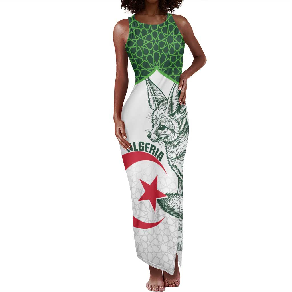 Custom Algeria Football Tank Maxi Dress 2026 Go Greens Fennec With Islamic Pattern - African Pride