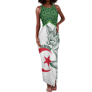 Custom Algeria Football Tank Maxi Dress 2026 Go Greens Fennec With Islamic Pattern - African Pride