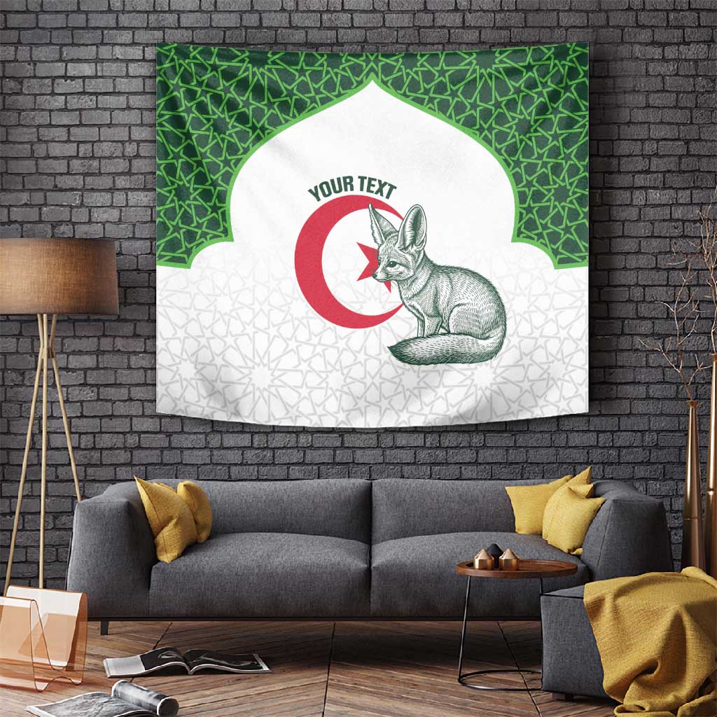 Custom Algeria Football Tapestry 2026 Go Greens Fennec With Islamic Pattern - African Pride