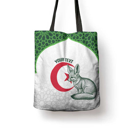 Custom Algeria Football Tote Bag 2026 Go Greens Fennec With Islamic Pattern - African Pride