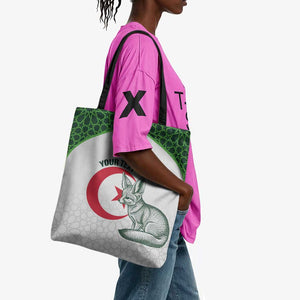 Custom Algeria Football Tote Bag 2026 Go Greens Fennec With Islamic Pattern - African Pride