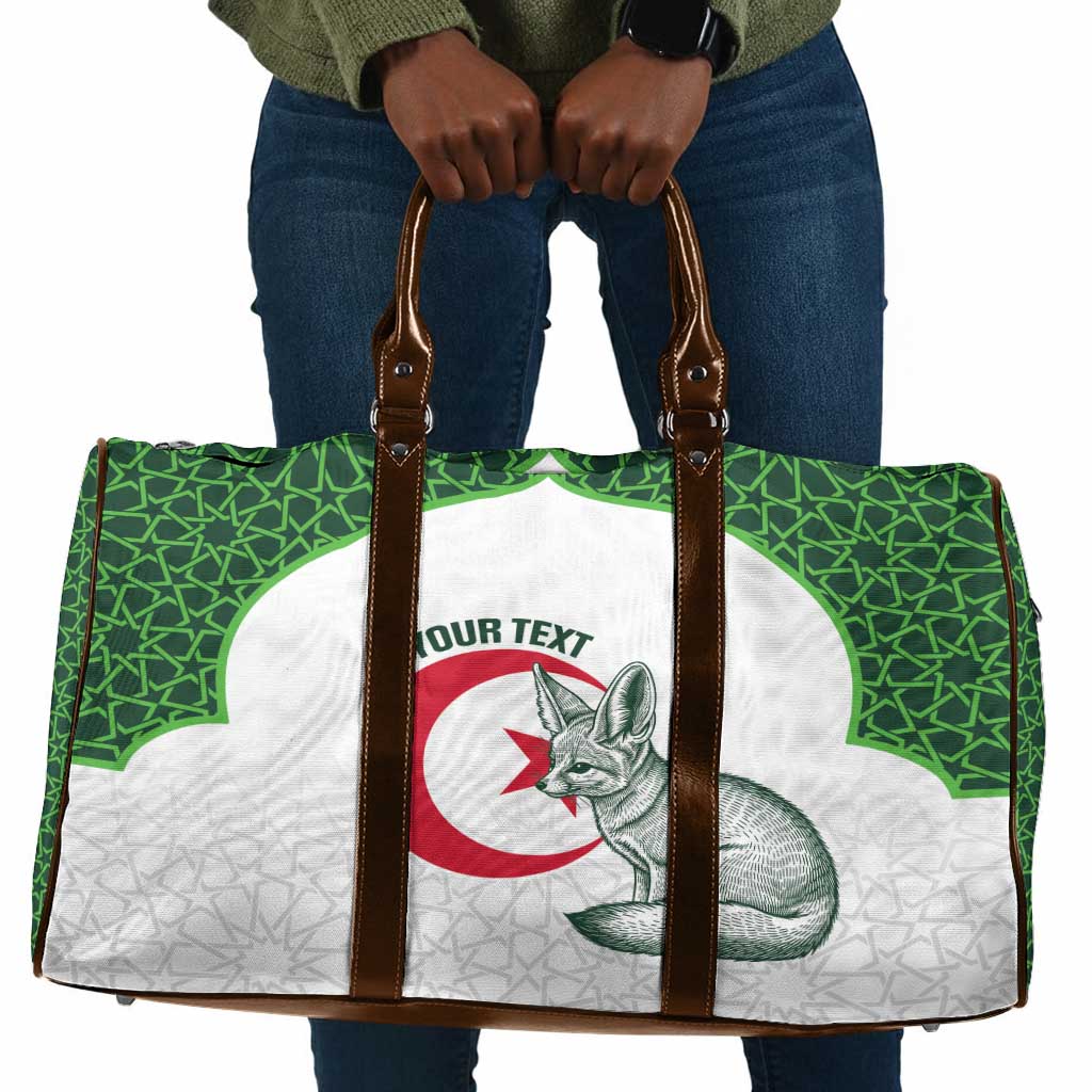 Custom Algeria Football Travel Bag 2026 Go Greens Fennec With Islamic Pattern - African Pride