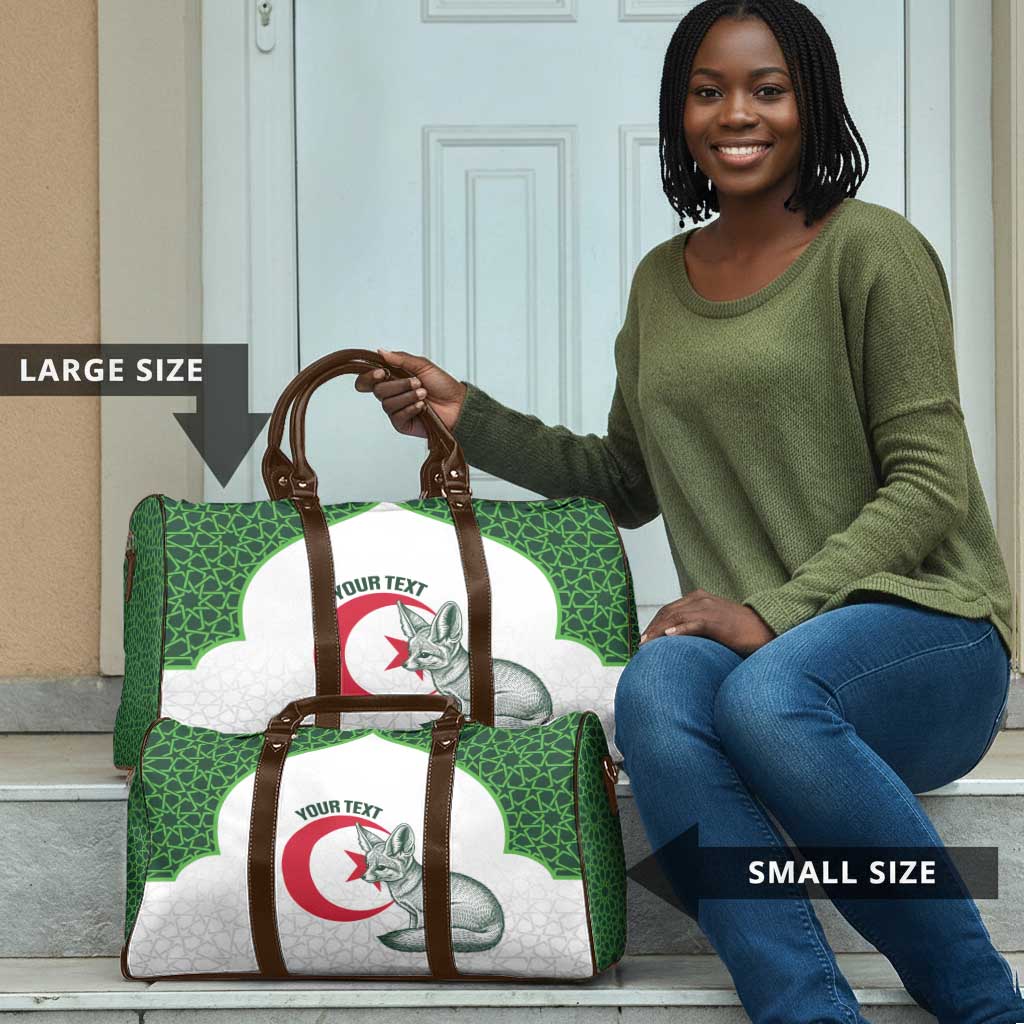 Custom Algeria Football Travel Bag 2026 Go Greens Fennec With Islamic Pattern - African Pride