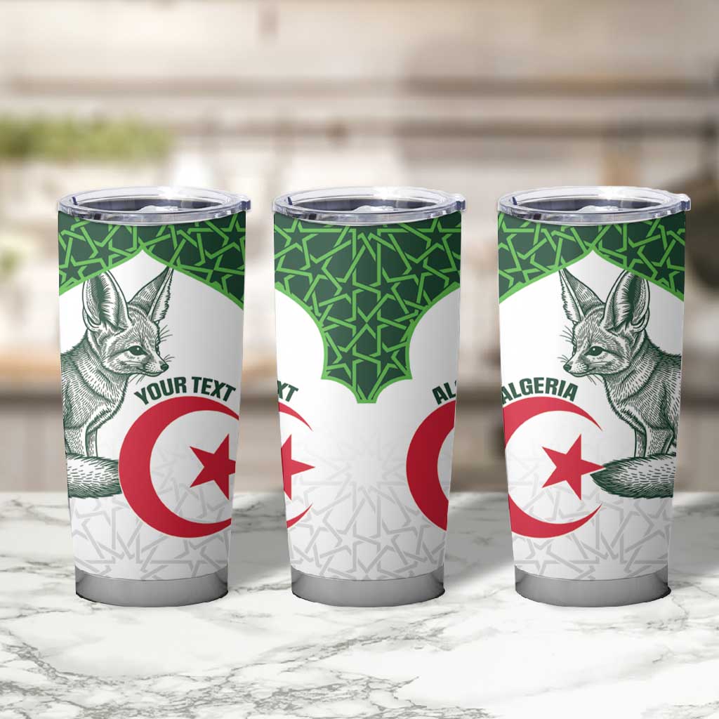 Custom Algeria Football Tumbler Cup 2026 Go Greens Fennec With Islamic Pattern - African Pride
