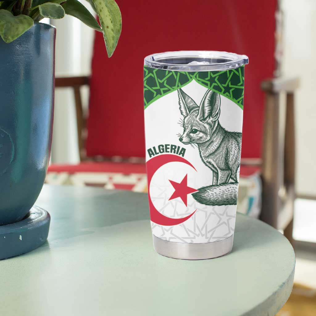 Custom Algeria Football Tumbler Cup 2026 Go Greens Fennec With Islamic Pattern - African Pride