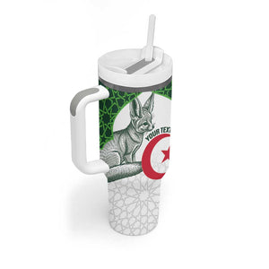 Custom Algeria Football Tumbler With Handle 2026 Go Greens Fennec With Islamic Pattern - African Pride