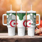 Custom Algeria Football Tumbler With Handle 2026 Go Greens Fennec With Islamic Pattern - African Pride