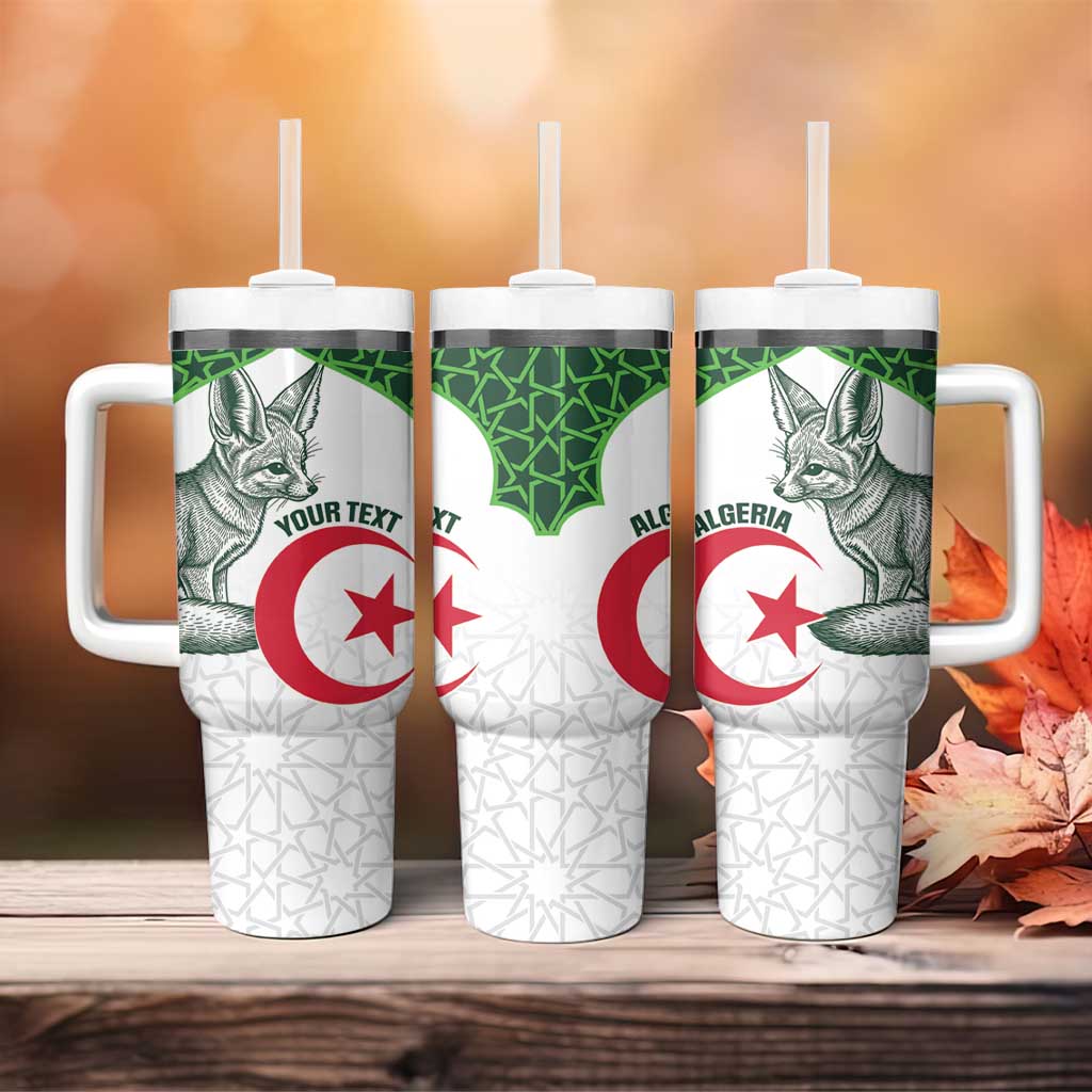 Custom Algeria Football Tumbler With Handle 2026 Go Greens Fennec With Islamic Pattern - African Pride