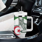 Custom Algeria Football Tumbler With Handle 2026 Go Greens Fennec With Islamic Pattern - African Pride