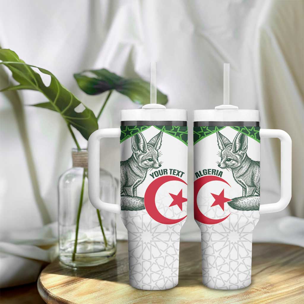 Custom Algeria Football Tumbler With Handle 2026 Go Greens Fennec With Islamic Pattern - African Pride