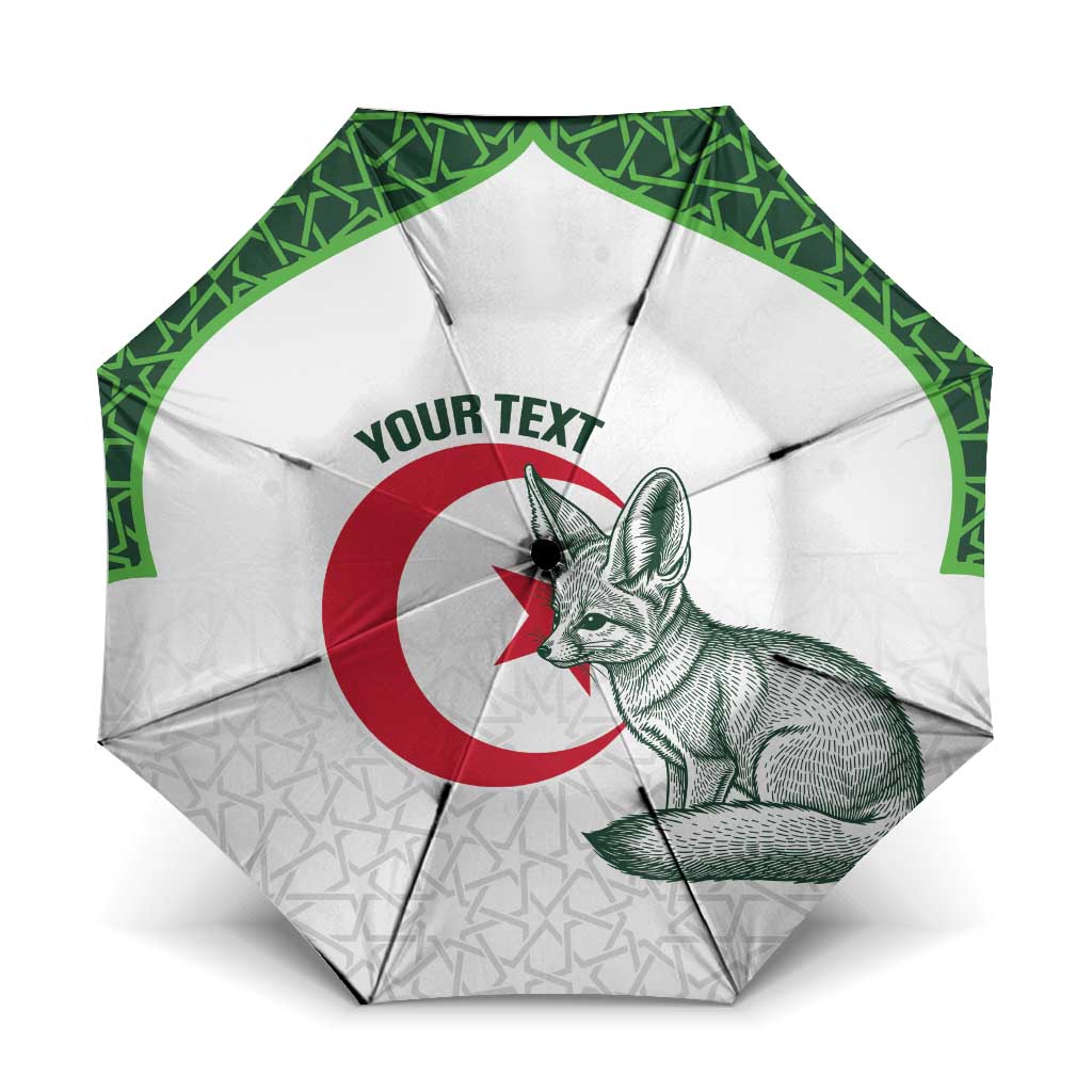 Custom Algeria Football Umbrella 2026 Go Greens Fennec With Islamic Pattern - African Pride