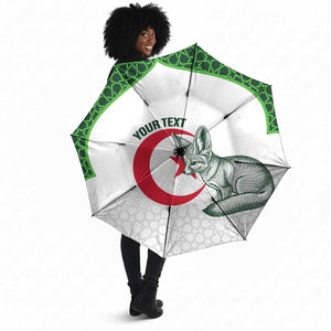 Custom Algeria Football Umbrella 2026 Go Greens Fennec With Islamic Pattern - African Pride