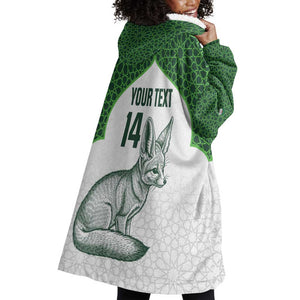 Custom Algeria Football Wearable Blanket Hoodie 2026 Go Greens Fennec With Islamic Pattern - African Pride
