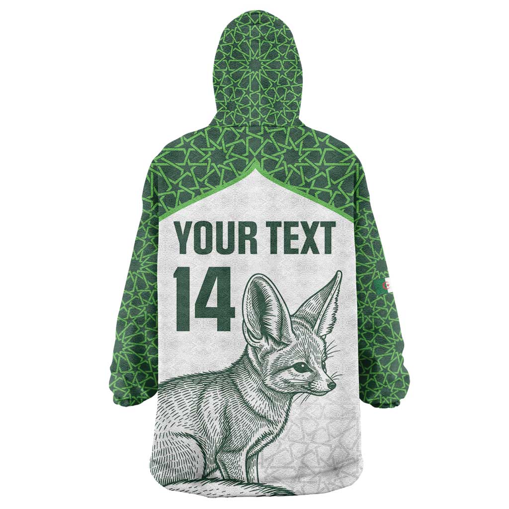 Custom Algeria Football Wearable Blanket Hoodie 2026 Go Greens Fennec With Islamic Pattern - African Pride