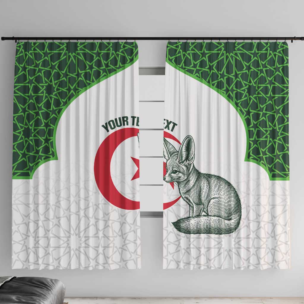 Custom Algeria Football Window Curtain 2026 Go Greens Fennec With Islamic Pattern - African Pride