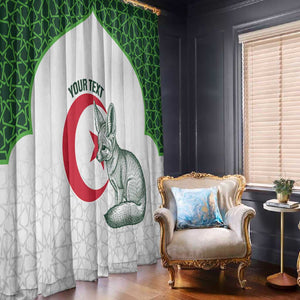 Custom Algeria Football Window Curtain 2026 Go Greens Fennec With Islamic Pattern - African Pride