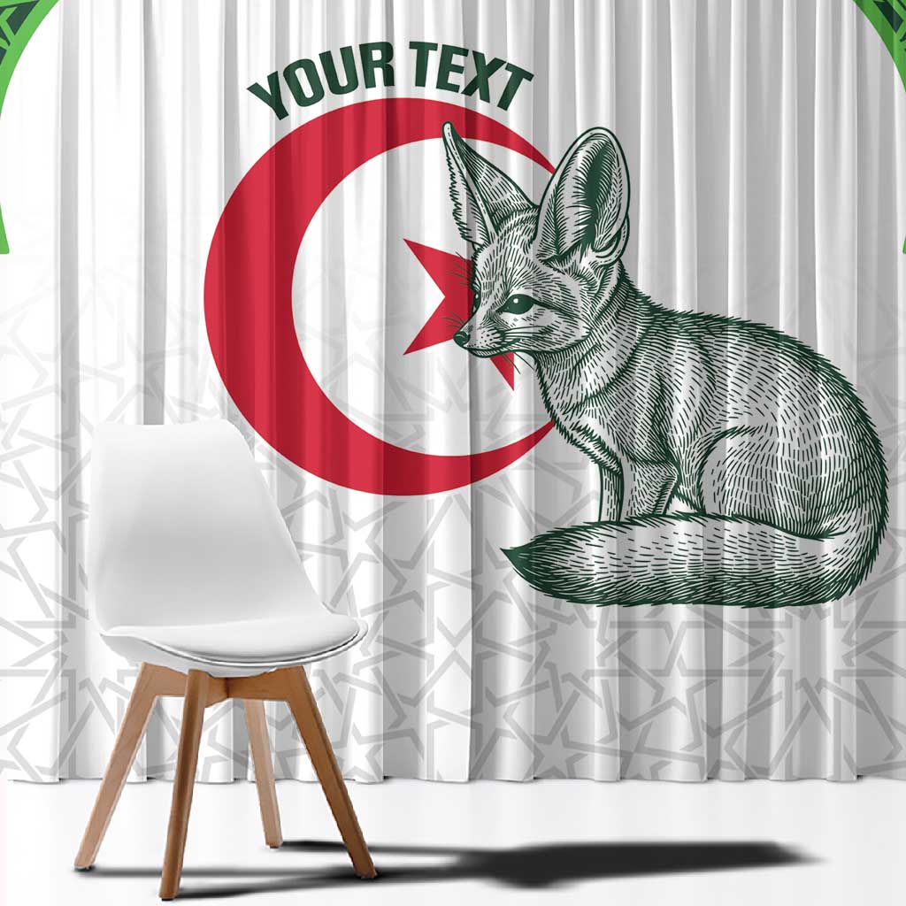 Custom Algeria Football Window Curtain 2026 Go Greens Fennec With Islamic Pattern - African Pride