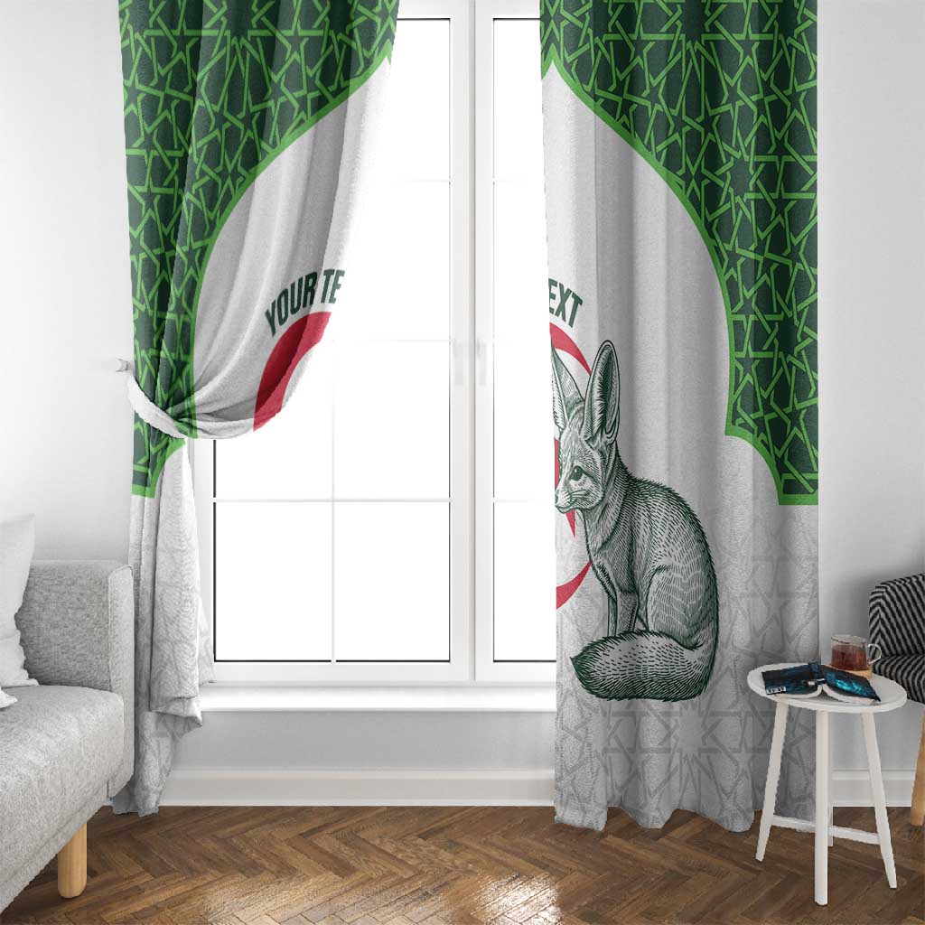 Custom Algeria Football Window Curtain 2026 Go Greens Fennec With Islamic Pattern - African Pride