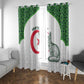 Custom Algeria Football Window Curtain 2026 Go Greens Fennec With Islamic Pattern - African Pride