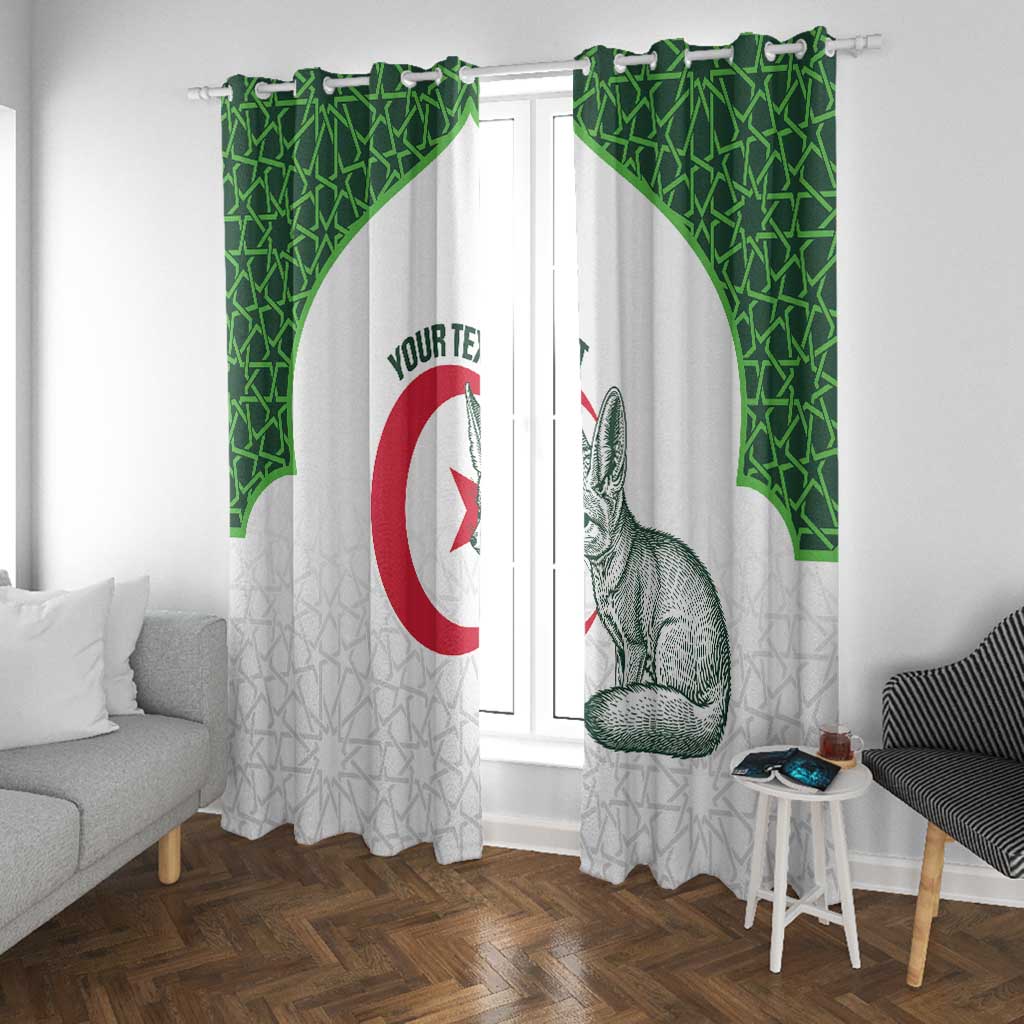 Custom Algeria Football Window Curtain 2026 Go Greens Fennec With Islamic Pattern - African Pride