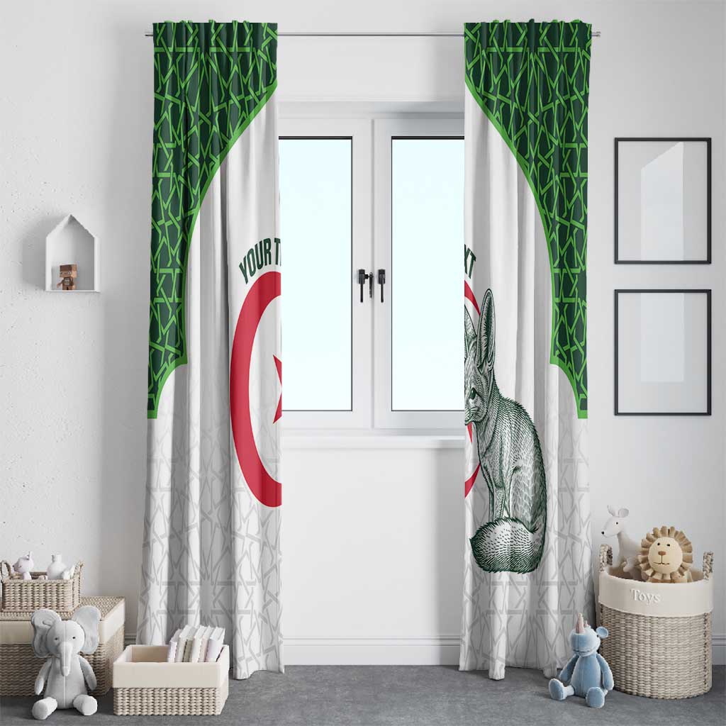 Custom Algeria Football Window Curtain 2026 Go Greens Fennec With Islamic Pattern - African Pride