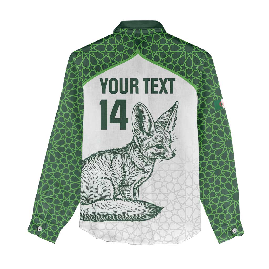 Custom Algeria Football Women Casual Shirt 2026 Go Greens Fennec With Islamic Pattern - African Pride
