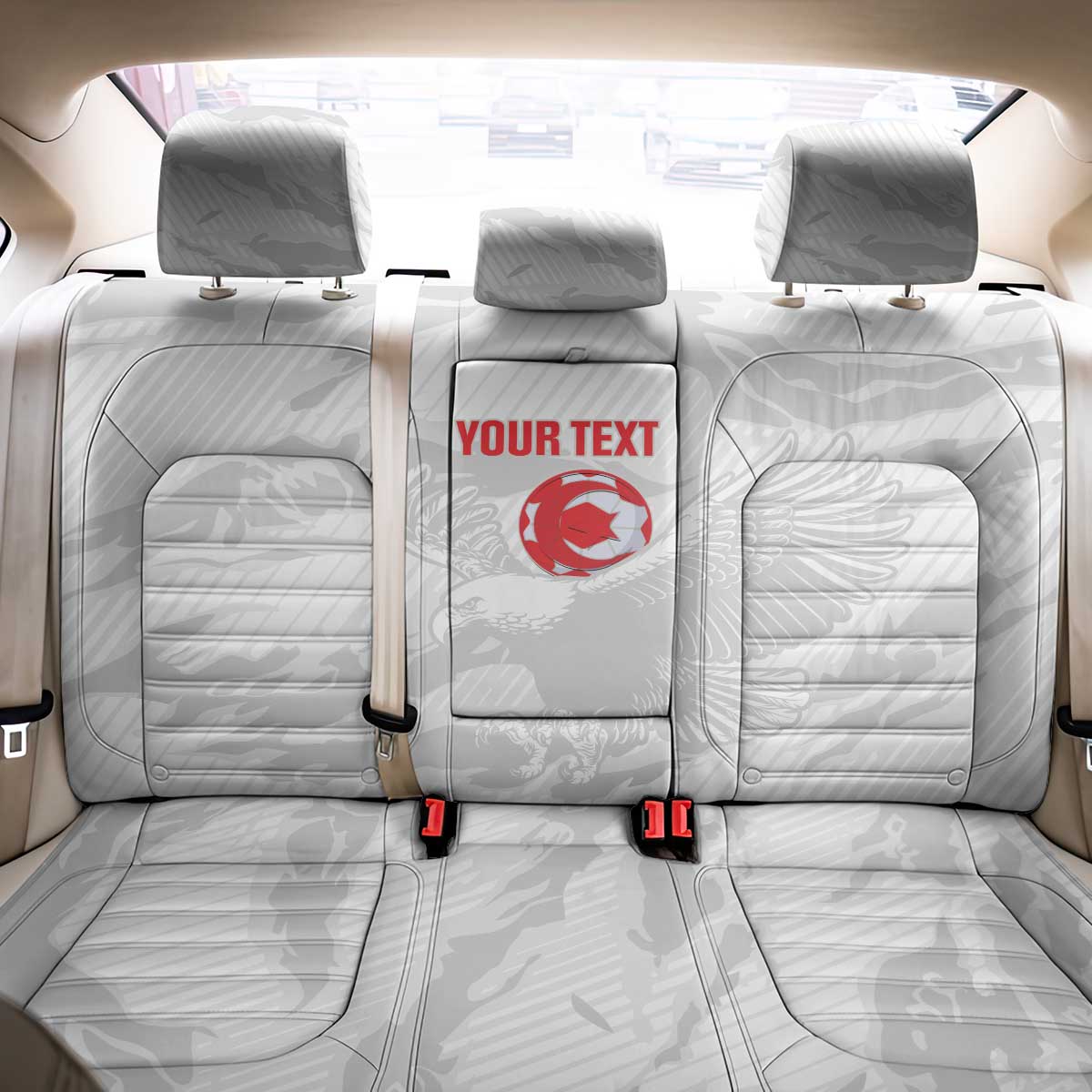 Custom Tunisia Football Back Car Seat Cover 2026 Eagles of Carthage White Grunge - African Pride