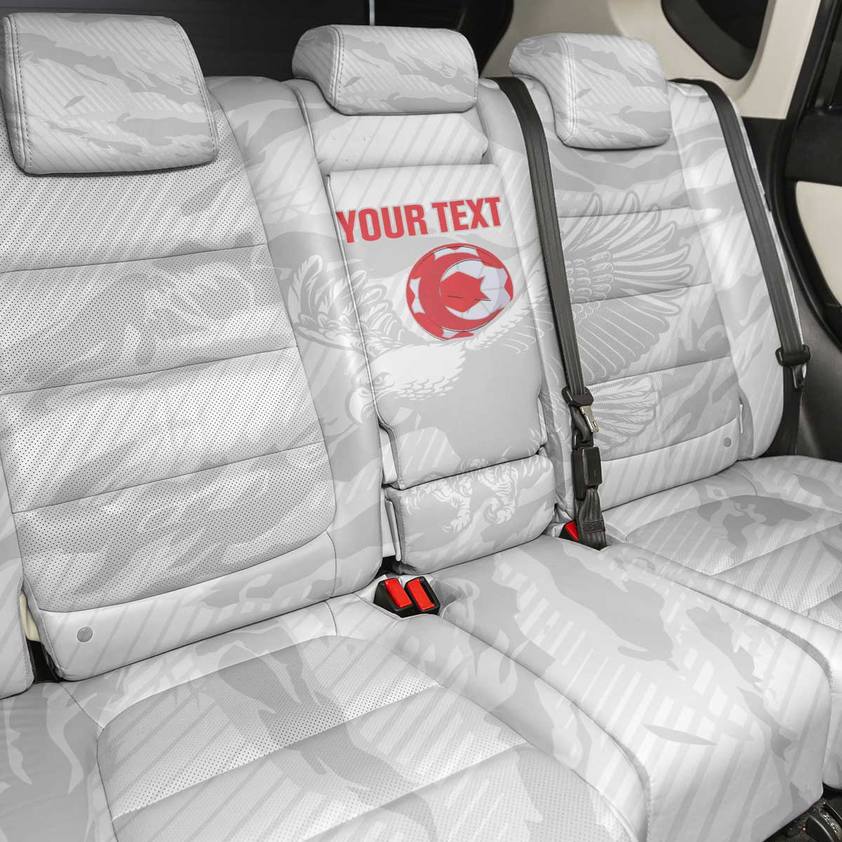 Custom Tunisia Football Back Car Seat Cover 2026 Eagles of Carthage White Grunge - African Pride