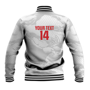 Custom Tunisia Football Baseball Jacket 2026 Eagles of Carthage White Grunge - African Pride