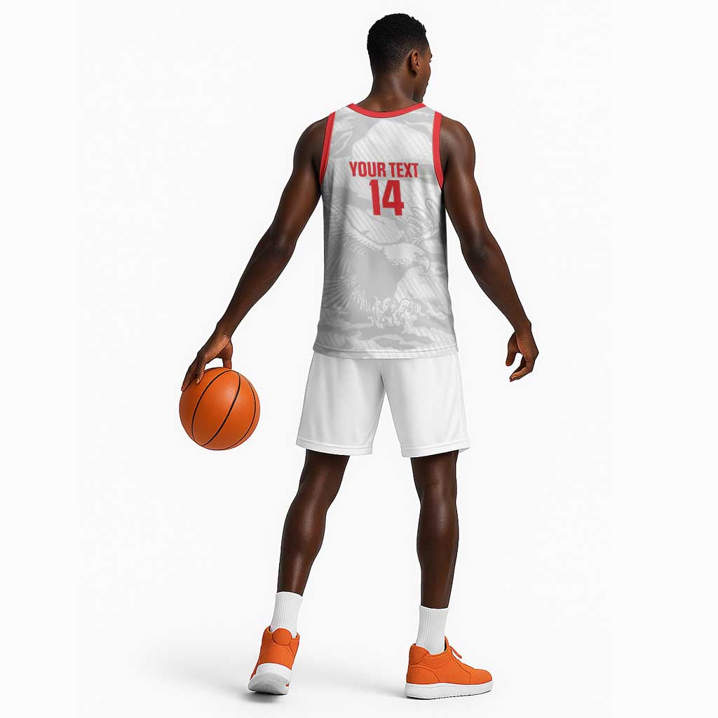 Custom Tunisia Football Basketball Jersey 2026 Eagles of Carthage White Grunge - African Pride
