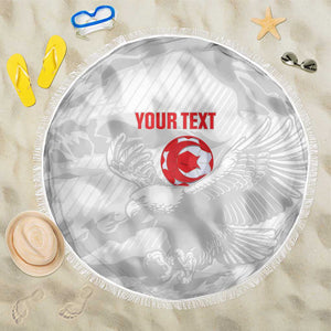Custom Tunisia Football Beach Blanket 2026 Eagles of Carthage White Grunge - African Pride