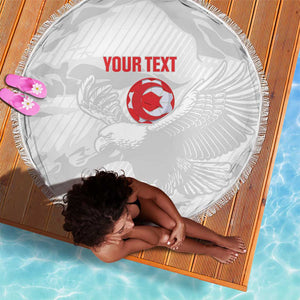 Custom Tunisia Football Beach Blanket 2026 Eagles of Carthage White Grunge - African Pride