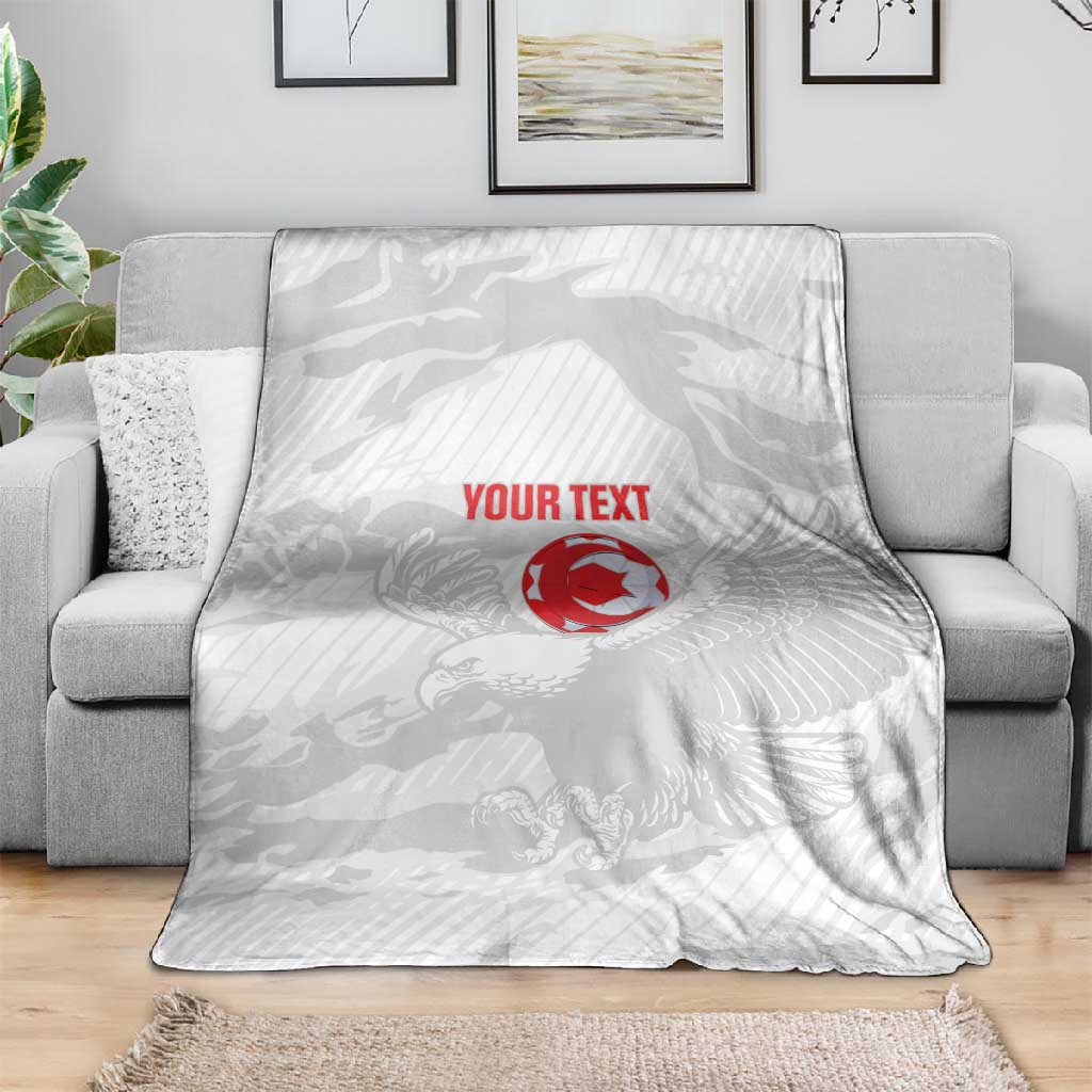 Custom Tunisia Football Blanket 2026 Eagles of Carthage White Grunge - African Pride