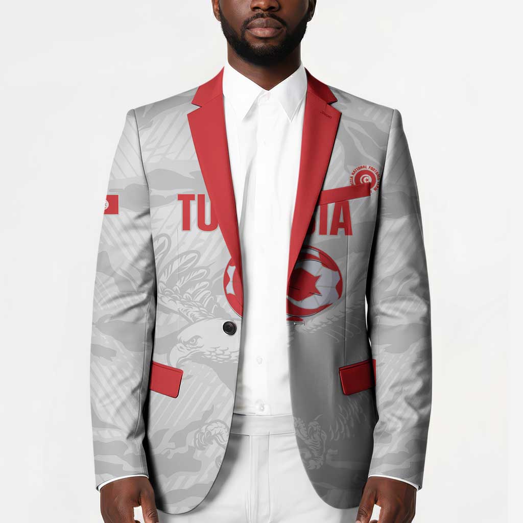 Custom Tunisia Football Blazer 2026 Eagles of Carthage White Grunge - African Pride