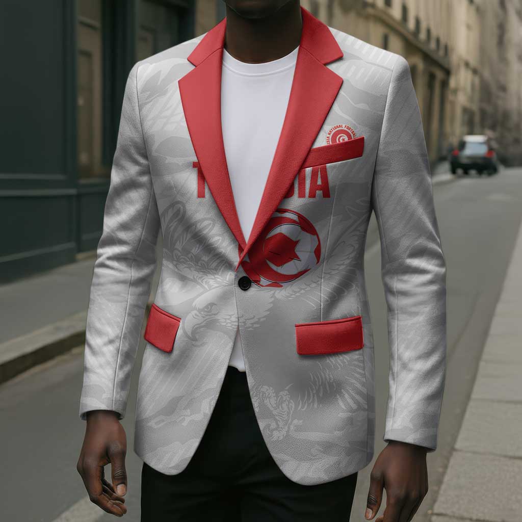 Custom Tunisia Football Blazer 2026 Eagles of Carthage White Grunge - African Pride