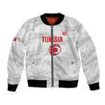 Custom Tunisia Football Bomber Jacket 2026 Eagles of Carthage White Grunge - African Pride