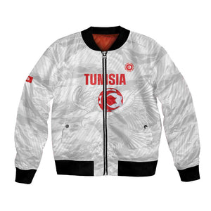 Custom Tunisia Football Bomber Jacket 2026 Eagles of Carthage White Grunge - African Pride