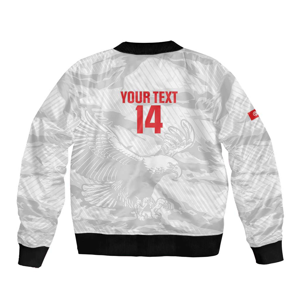 Custom Tunisia Football Bomber Jacket 2026 Eagles of Carthage White Grunge - African Pride