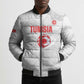 Custom Tunisia Football Bomber Puffer Jacket 2026 Eagles of Carthage White Grunge - African Pride