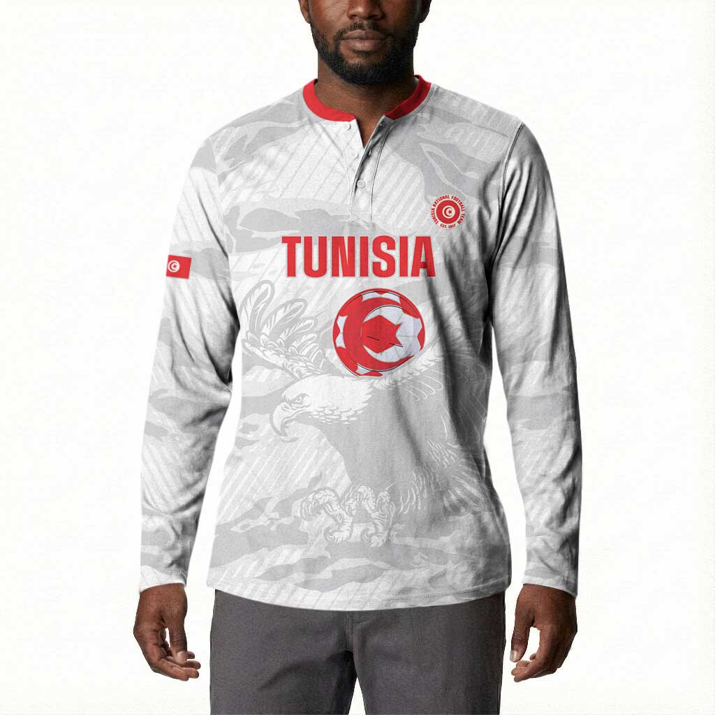 Custom Tunisia Football Button Sweatshirt 2026 Eagles of Carthage White Grunge