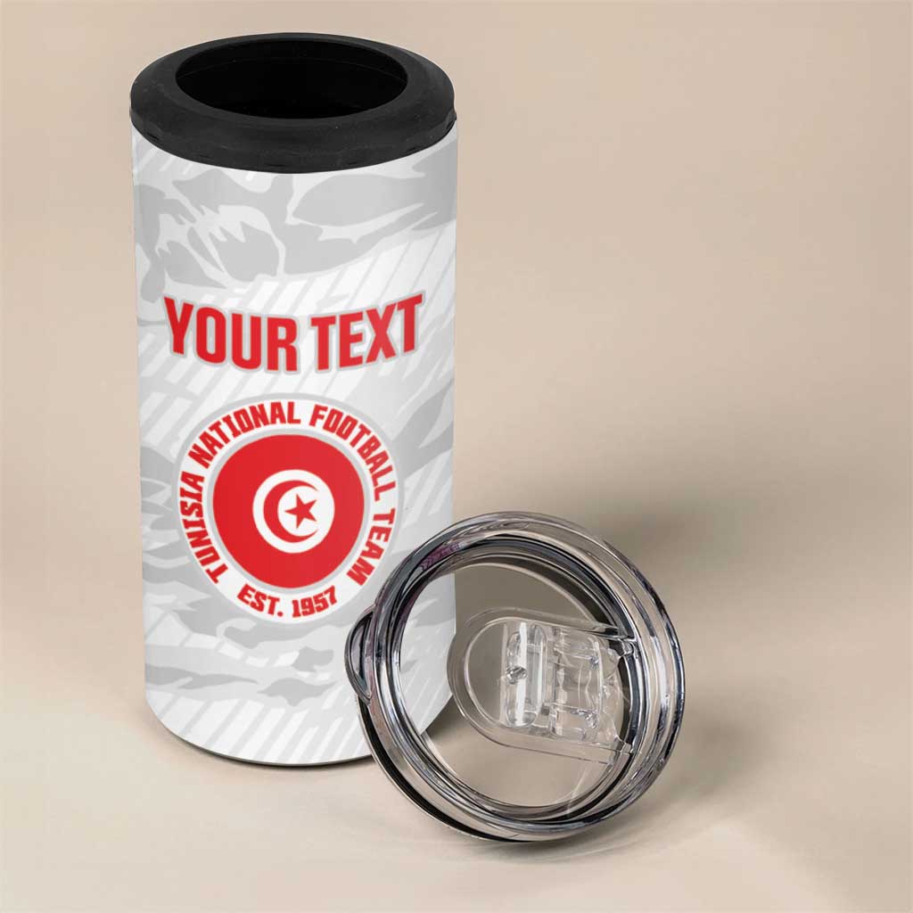Custom Tunisia Football 4 in 1 Can Cooler Tumbler 2026 Eagles of Carthage White Grunge - African Pride