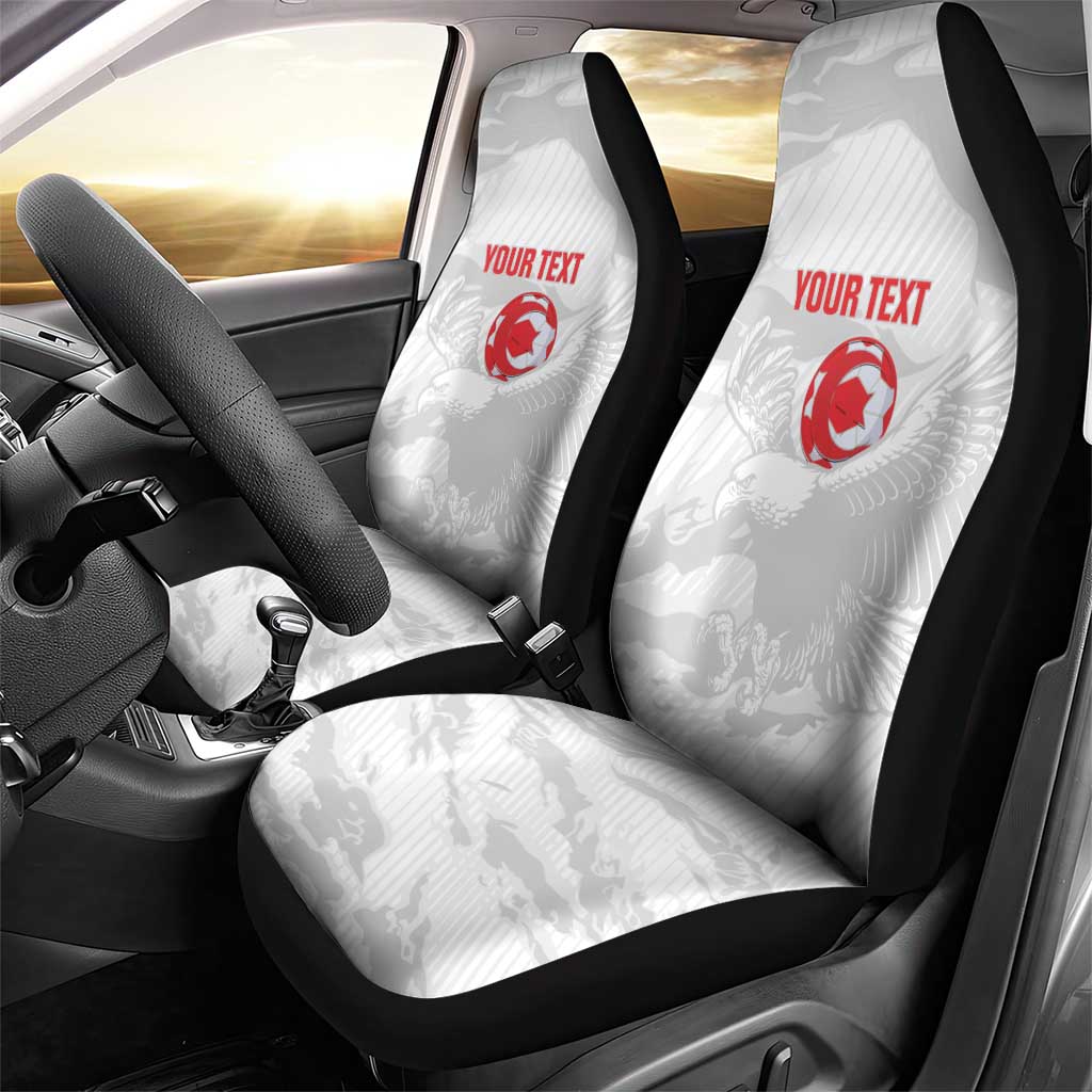 Custom Tunisia Football Car Seat Cover 2026 Eagles of Carthage White Grunge - African Pride