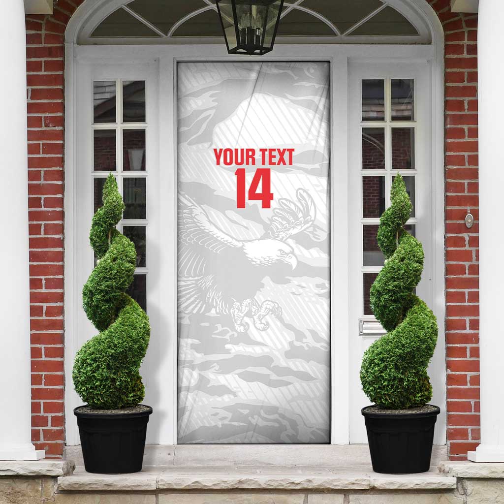 Custom Tunisia Football Door Cover 2026 Eagles of Carthage White Grunge - African Pride