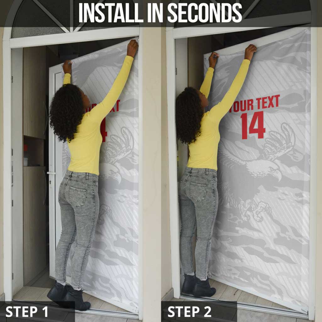 Custom Tunisia Football Door Cover 2026 Eagles of Carthage White Grunge - African Pride