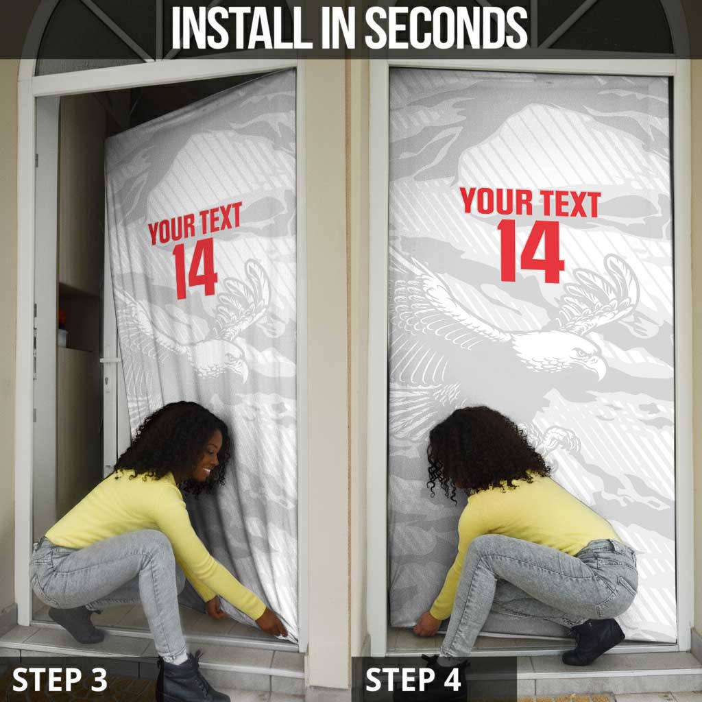 Custom Tunisia Football Door Cover 2026 Eagles of Carthage White Grunge - African Pride