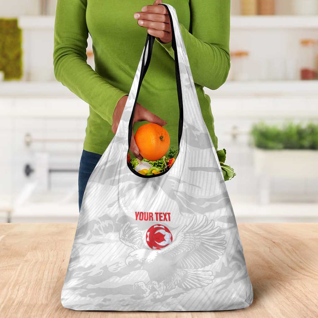 Custom Tunisia Football Grocery Bag 2026 Eagles of Carthage White Grunge - African Pride