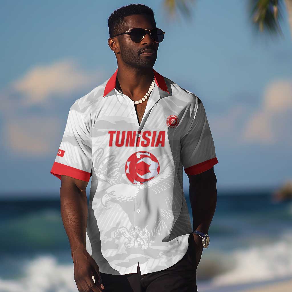 Custom Tunisia Football Hawaiian Shirt 2026 Eagles of Carthage White Grunge - African Pride