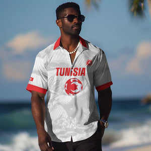 Custom Tunisia Football Hawaiian Shirt 2026 Eagles of Carthage White Grunge - African Pride